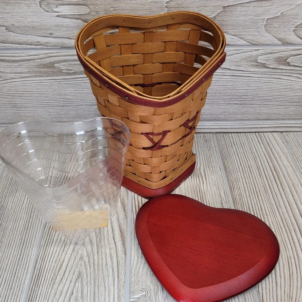 Longaberger Sweetheart True Love Basket 2008 Red‎ Heart Lid Protector Primitive